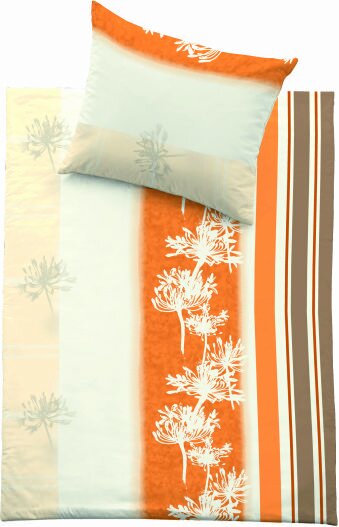 Bettwäsche Renforcé bedruckt - Bettbezug 135x200 cm 0017 beige_orange Pusteblume