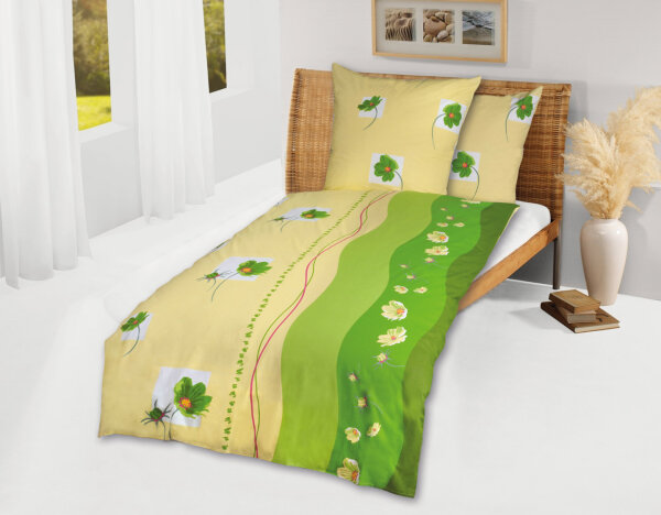 Bettwäsche Renforcé bedruckt - Kissenbezug 80x80 cm 0011 Spring green