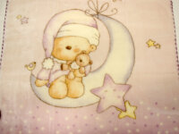 Wohn- und Schlafdecke bedruckt Mond-Teddy-Sterne