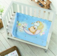 Wohn- und Schlafdecke "Mond und Teddy" grau