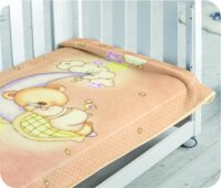 Wohn- und Schlafdecke "Mond und Teddy" grau