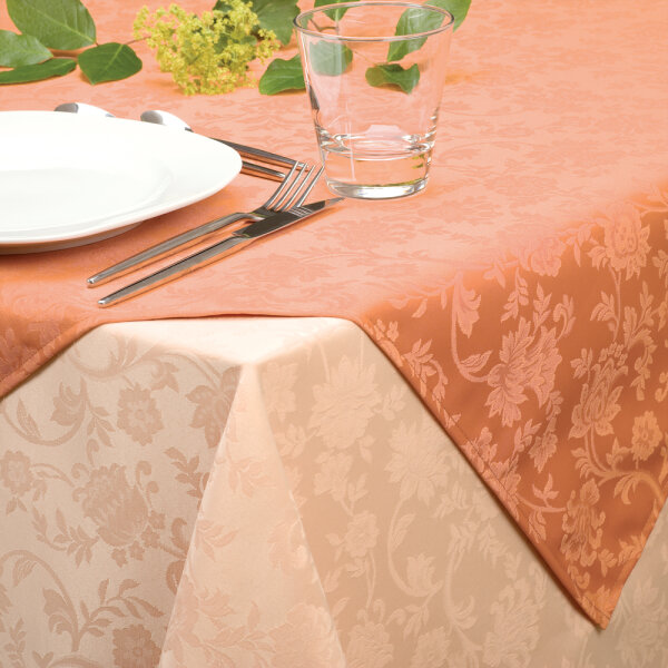 Tischdecke Flora uni o. gemustert, 275 g/m² 0004 apricot-dunkel Flora 130 x 190 cm