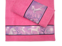 Handtuch mit Bordüre pink Einhorn Handtuch 50x100 cm